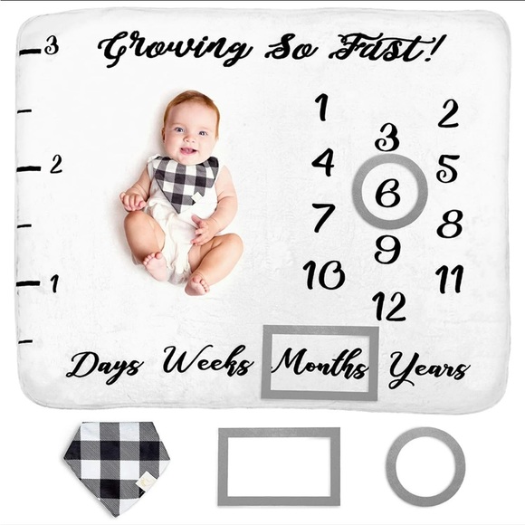 Baby Monthly Milestone Blanket Boy and Girl - Month Blanket for Newborn Mileston - Picture 1 of 3